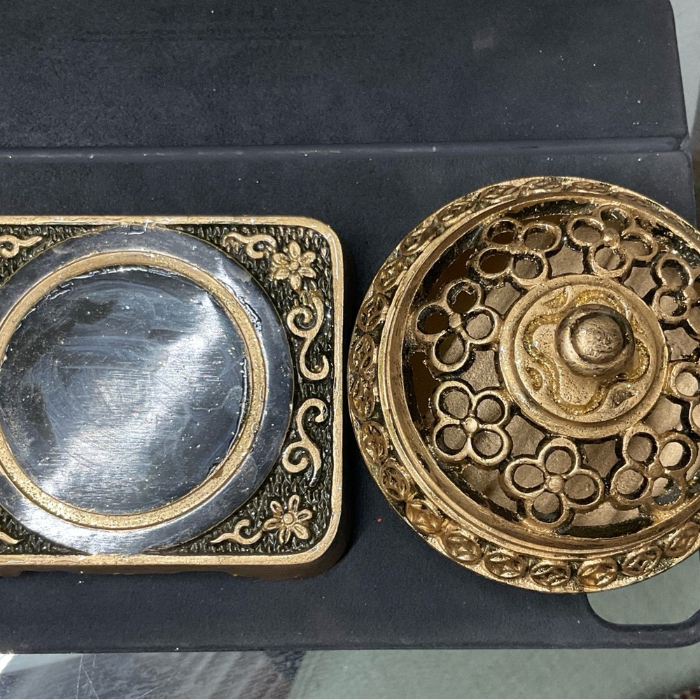 Vintage Brass Trinket Box with Floral Design